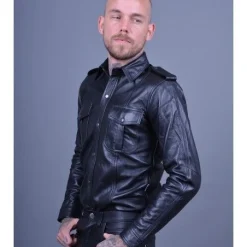 Mr. Riegillio Chemise En Cuir Manches Longues - Mr Riegillio -Pas Cher Vestiaire Fetish Magasin chemise en cuir manches longues mr riegillio 2