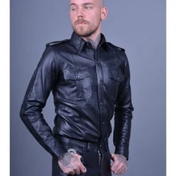 Mr. Riegillio Chemise En Cuir Manches Longues - Mr Riegillio -Pas Cher Vestiaire Fetish Magasin chemise en cuir manches longues mr riegillio 3