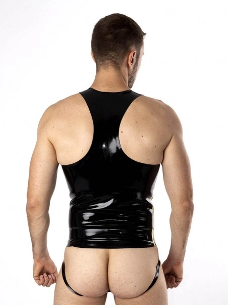 RoB Latex Et Néoprène Débardeur Zip Bandes Jaunes Latex 4 RoB Latex Et Néoprène Débardeur Zip Bandes Jaunes Latex – Image 4