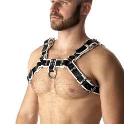 RoB Accessoires Harnais En Cuir Souple Pitbull Bords Blancs -Pas Cher Vestiaire Fetish Magasin harnais en cuir souple pitbull bords blancs 2