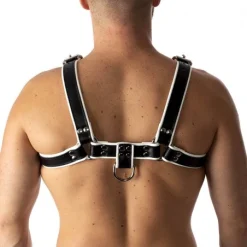 RoB Accessoires Harnais En Cuir Souple Pitbull Bords Blancs -Pas Cher Vestiaire Fetish Magasin harnais en cuir souple pitbull bords blancs 3
