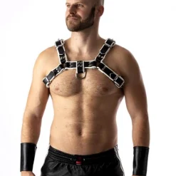 RoB Accessoires Harnais En Cuir Souple Pitbull Bords Blancs -Pas Cher Vestiaire Fetish Magasin harnais en cuir souple pitbull bords blancs 5