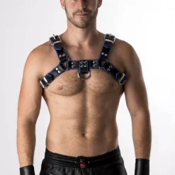 RoB Accessoires Harnais En Cuir Souple Pitbull Bords Bleus