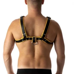 RoB Accessoires Harnais En Cuir Souple Pitbull Bords Jaunes -Pas Cher Vestiaire Fetish Magasin harnais en cuir souple pitbull bords jaunes 4