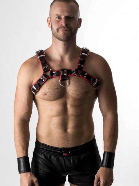 RoB Accessoires Harnais En Cuir Souple Pitbull Bords Rouges 1 RoB Accessoires Harnais En Cuir Souple Pitbull Bords Rouges