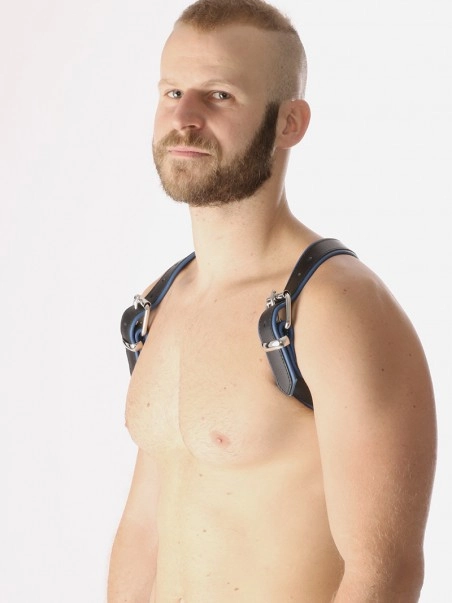 RoB Accessoires Harnais Epaules Bords Bleus En Cuir Souple 2 RoB Accessoires Harnais Epaules Bords Bleus En Cuir Souple – Image 2