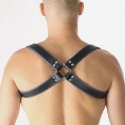 RoB Accessoires Harnais Epaules Bords Bleus En Cuir Souple 5 RoB Accessoires Harnais Epaules Bords Bleus En Cuir Souple -Pas Cher Vestiaire Fetish Magasin harnais epaules bords bleus en cuir souple 2