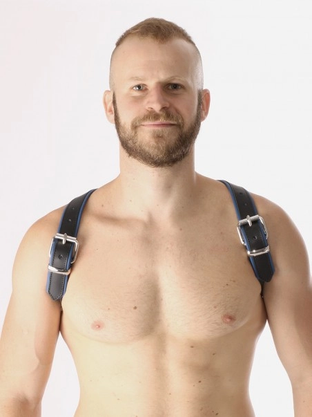 RoB Accessoires Harnais Epaules Bords Bleus En Cuir Souple 1 RoB Accessoires Harnais Epaules Bords Bleus En Cuir Souple