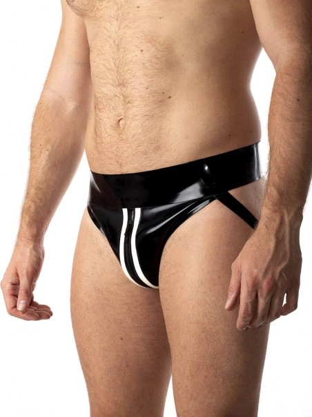 RoB Latex Et Néoprène Jockstrap Zip Blanc/noir Latex 2 RoB Latex Et Néoprène Jockstrap Zip Blanc/noir Latex – Image 2