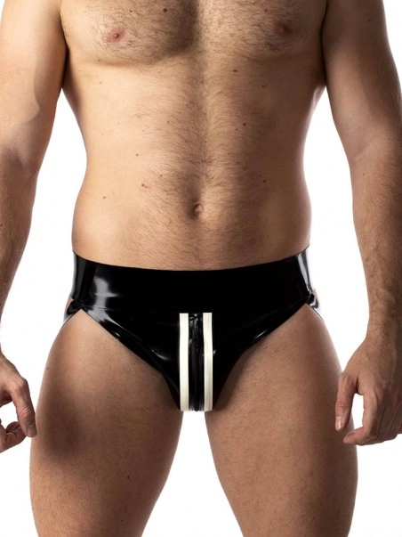 RoB Latex Et Néoprène Jockstrap Zip Blanc/noir Latex 4 RoB Latex Et Néoprène Jockstrap Zip Blanc/noir Latex – Image 4