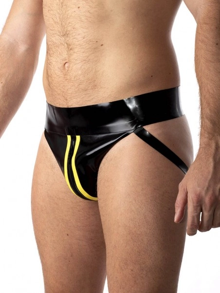 RoB Latex Et Néoprène Jockstrap Zip Jaune/noir Latex 2 RoB Latex Et Néoprène Jockstrap Zip Jaune/noir Latex – Image 2
