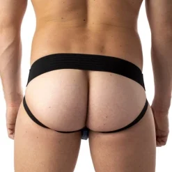 Rob Jockstrap Zippé Bandes Bleues Cuir 6 Rob Jockstrap Zippé Bandes Bleues Cuir -Pas Cher Vestiaire Fetish Magasin jockstrap zippe bandes bleues cuir 2