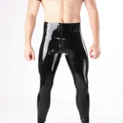 RoB Latex Et Néoprène Legging Fullzip Bandes Jaunes -Pas Cher Vestiaire Fetish Magasin legging fullzip bandes jaunes 3