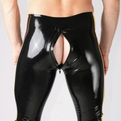 RoB Latex Et Néoprène Legging Fullzip Bandes Jaunes -Pas Cher Vestiaire Fetish Magasin legging fullzip bandes jaunes 4