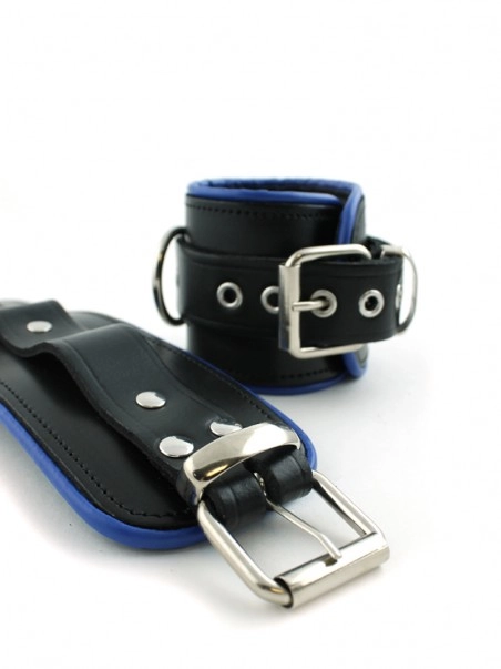 RoB Accessoires Menottes Cuir Chevilles Bords Bleus 3 RoB Accessoires Menottes Cuir Chevilles Bords Bleus – Image 3
