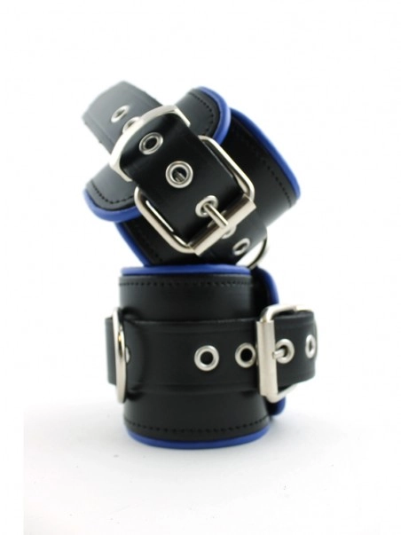 RoB Accessoires Menottes Cuir Chevilles Bords Bleus 1 RoB Accessoires Menottes Cuir Chevilles Bords Bleus