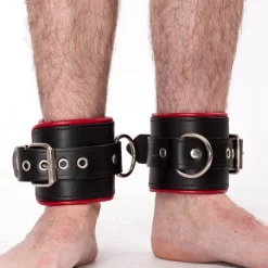 RoB Accessoires Menottes Cuir Chevilles Bords Rouges -Pas Cher Vestiaire Fetish Magasin menottes chevilles bords rouges cuir 3