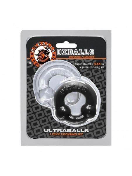 Oxballs Lot 2 Cockrings élastiques Noir UltraBalls 2 Oxballs Lot 2 Cockrings élastiques Noir UltraBalls – Image 2