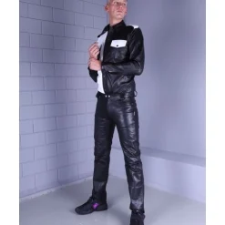 Mr. Riegillio Pantalon Droit En Cuir Fin -Pas Cher Vestiaire Fetish Magasin pantalon droit en cuir fin 3