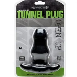 Double Plug Tunnel Creux (noir) - Perfect Fit 6 Double Plug Tunnel Creux (noir) - Perfect Fit -Pas Cher Vestiaire Fetish Magasin plug tunnel 2