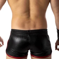 Rob Short Cuir - Bandes Rouges 8 Rob Short Cuir - Bandes Rouges -Pas Cher Vestiaire Fetish Magasin short cuir bandes rouges 3