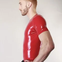 T-shirt Rouge En Latex - Latex 101 -Pas Cher Vestiaire Fetish Magasin t shirt rouge en latex latex 101 2
